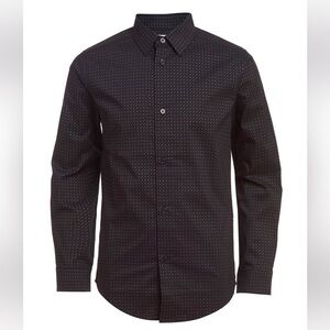 Calvin Klein Kids Metallic Black Patterned Button Down Shirt NEW, Boys Sz 18